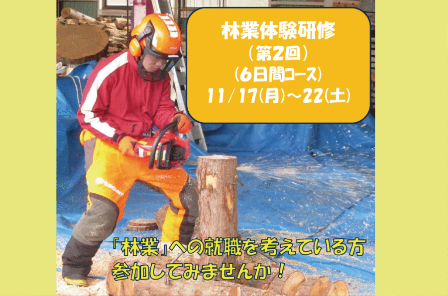 「令和７年度　第２回　林業体験研修（６日間コース）」参加者募集