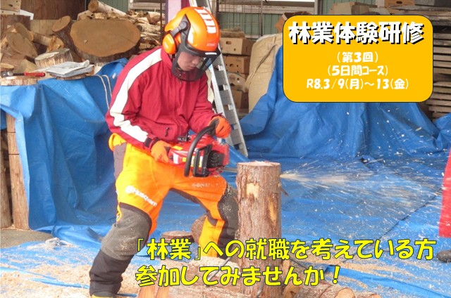 「令和7年度 林業体験研修(第3回)」参加者募集中!